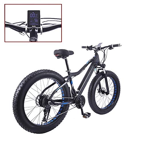 Bici elettriches : YZT QUEEN Bici Elettriche, Mountain Bike per Adulti in Lega di Alluminio Ruota Spessa Motoslitta 26"36V 10AH Batteria al Litio Rimovibile Nascosta 27 velocità Bicicletta A velocità Variabile, Nero