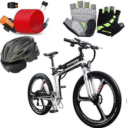 Bici elettriches : ZBB Bicicletta elettrica Bicicletta elettrica Pieghevole da 26 Pollici Bicicletta da Neve Bicicletta elettrica ebike 400W Ciclomotore Elettrico Mountain Bike con Rimovibile 48V 10Ah al Litio, S