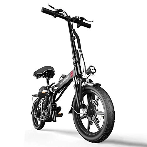 Bici elettriches : ZBB Biciclette elettriche Materiale Pieghevole in Alluminio Portatile Leggero per Adulti con Batteria agli ioni di Litio da 48 V Ruote da 14 Pollici Biciclette con Luce Anteriore a LED, 100to150KM