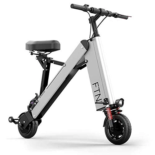 Bici elettriches : ZBB E-Bike Pieghevole Leggera e in Lega di Alluminio, Batteria agli ioni di Litio da 36 V, Bici elettrica con Ruote da 8 Pollici e Motore brushless da 350 W Crociera a velocità Fissa, Silver, 25to30KM