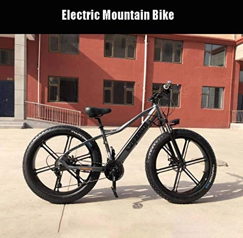 Bici elettriches : ZGYQGOO Adulto Uomini Fat Tire elettrica Mountain Bike, Biciclette da Neve 350W, Portatile 10Ah Li-Battery Beach Cruiser Biciclette, 26 Pollici Ruote