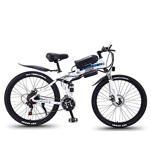 Bici elettriches : ZGYQGOO Mountain Bike elettrica Pieghevole per Adulti, Bici da Neve 350W, Batteria Rimovibile agli ioni di Litio 36V 10AH per, 26 Pollici a Sospensione Completa Premium