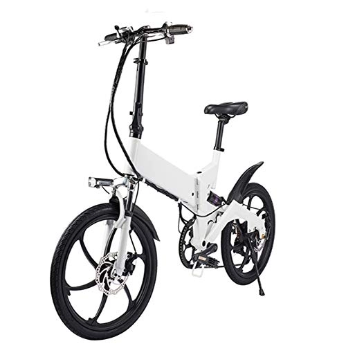 Bici elettriches : ZHIFENGLIU Bicicletta Elettrica, Funzione Dual Mode Intelligente in Lega di Alluminio 20 Pollici 36V7.8Ah Ciclomotore Elettrico Pieghevole per Mobilità Adulta, Bianca