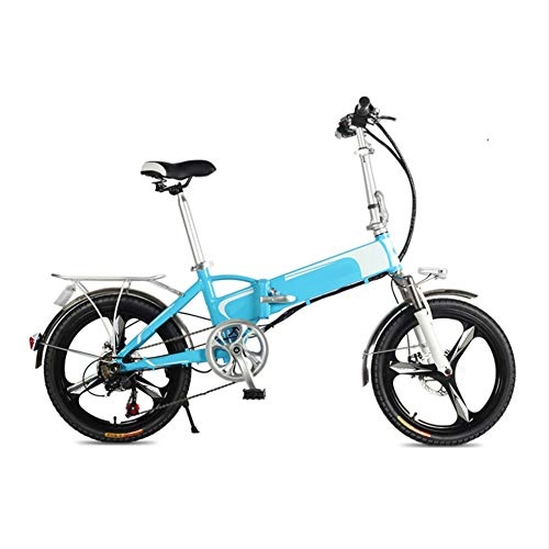 Bici elettriches : ZHIFENGLIU Bicicletta Elettrica Pieghevole per Adulti, Pendolare con Motore Elettrico da 300 W, Bicicletta con Batteria al Litio da 20 Pollici 48V12ah con Doppi Freni A Disco, Blue 10a Spoke Wheel
