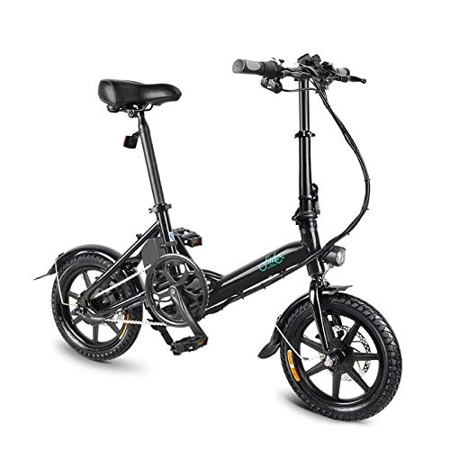 Bici elettriches : ZHXH 7.8Ah 36V 250W Bici Elettrica da 14 Pollici Ciclomotore Pieghevole 25 Chilometri All'ora Fino A 50 Km di Distanza in Miglia Mini Bici Elettrica, Nero
