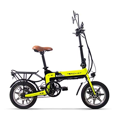 Bici elettriches : ZHXH [UE Diretta] 36V 250W 10.2Ah 14 Pollici Bianco Pieghevole Bici Elettrica 30-35Km / H Top velocità Ciclomotore Bicicletta Elettrica, Giallo