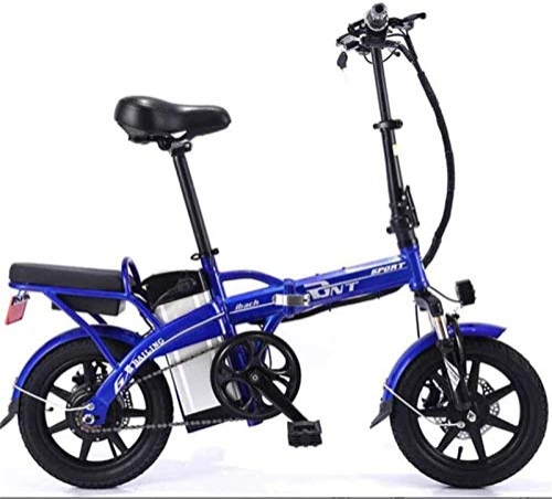 Bici elettriches : ZJZ Bicicletta elettrica in Acciaio al Carbonio Pieghevole Batteria al Litio per Auto Doppia Bicicletta elettrica da asporto a Guida autonoma, Blu, 25A
