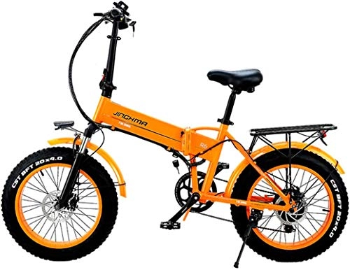 Bici elettriches : ZJZ Bicicletta elettrica Pieghevole da Neve da Spiaggia Pneumatico Grasso da 20 Pollici 48V500W Batteria al Litio da 12, 8 Ah, Mountain Bike Fuoristrada per Adulti
