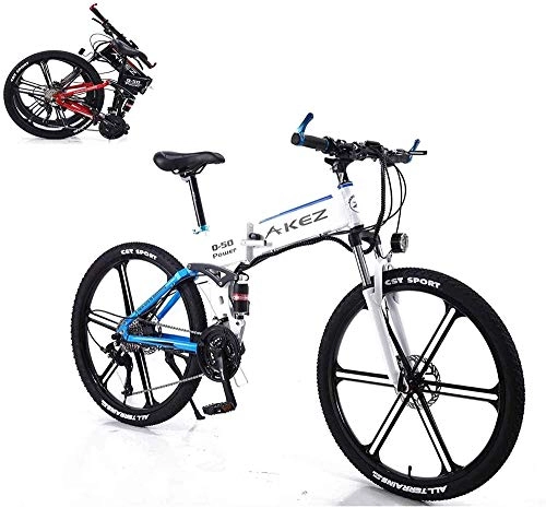 Bici elettriches : ZJZ Mountain Bike elettrica, Bici elettrica da 26 Pollici, Dotata di Una Batteria agli ioni di Litio per Adulti da 350 W 36 V 8 A Rimovibile, 27 Leve del Cambio (Colore: Blu)