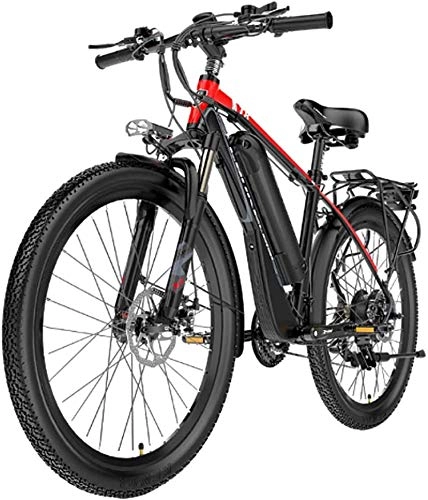 Bici elettriches : ZJZ Mountain Bike elettrica, Bicicletta elettrica Impermeabile da 26 '' da 400 W con Batteria agli ioni di Litio Rimovibile da 48 V 10, 4 Ah per Adulti, e-Bike con Cambio a 21 velocità (Colore: Rosso)