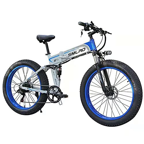 Bici elettriches : ZOSUO 26 Pollici Bici Mountain Bike Ciclomotore Elettrico 1000W 48V10AH per Adulti Grasso Pneumatico E Bicicletta, Sospensione Completa, Cambio Shimano A 7 velocità Motoslitta Elettrica al Litio, Blu