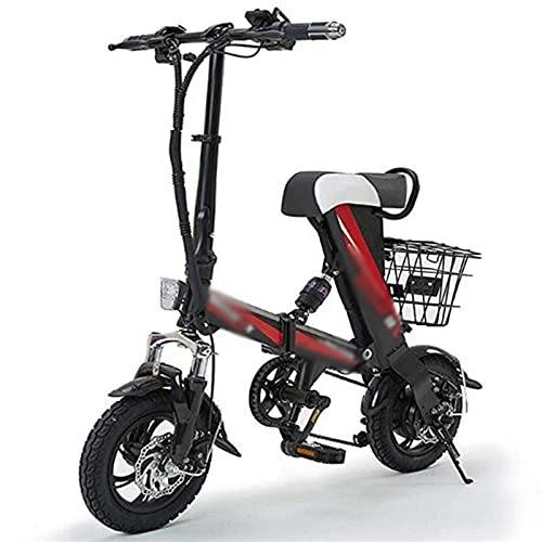 Bici elettriches : ZWHDS 12inch Pieghevole e-Bike - 3 6V 8AH 250W. Mini Bicicletta elettrica per Adulti con Freni a Doppio Disco Motore 25km / h Sctooer