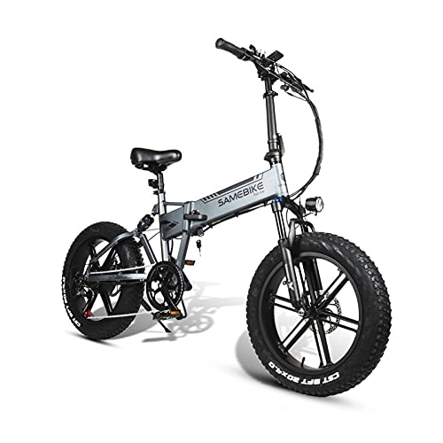 Bici elettriches : ZWHDS 20 Pollici Bicicletta elettrica Pieghevole elettrica Bicicletta luce-500W e-Bike Pneumatico Grassi Lega di Alluminio 6061 (Color : Silver)