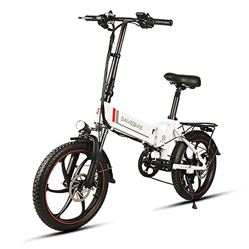 Bici elettriches : ZWHDS Bicicletta elettrica Pieghevole da 20 Pollici - 4 8V 10.4AH. Motore Elettrico per Biciclette per Biciclette 350W Motore Combinato con cerchione Assist Bicicletta elettrica (Color : White)