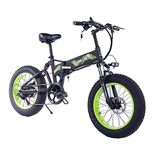 Bici elettriches : ZWHDS Bicicletta elettrica - Pneumatici per Adulti Pieghevole Fat 20 Pollici Road E-Bike 8AH Batteria al Litio 35 0W 36V Azionamento Motore Posteriore (Color : Green)