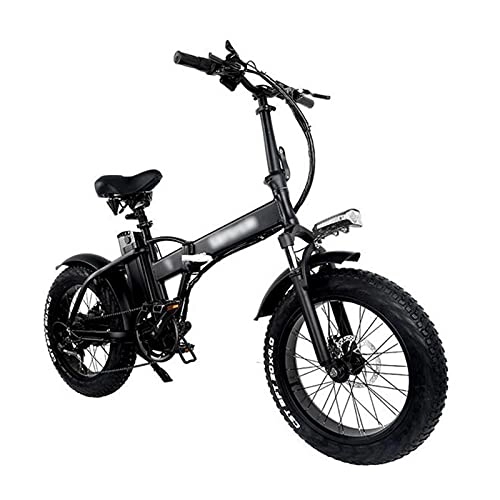Bici elettriches : ZWHDS Bike elettrica 500W 48 V15Ah Pieghevole Pieghevole Mountain Mountain Bike 4.0 Pneumatico Grasso Bicycle Bicycle Beach E-Bike (Color : Black)