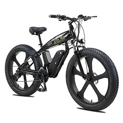 Bici elettriches : ZWHDS Bike elettrica da 26 Pollici - 350W 36V Snow Bike 4.0 GRAFS Pneumatico E-Bike Batteria al Litio Mountain Bike (Color : Black)
