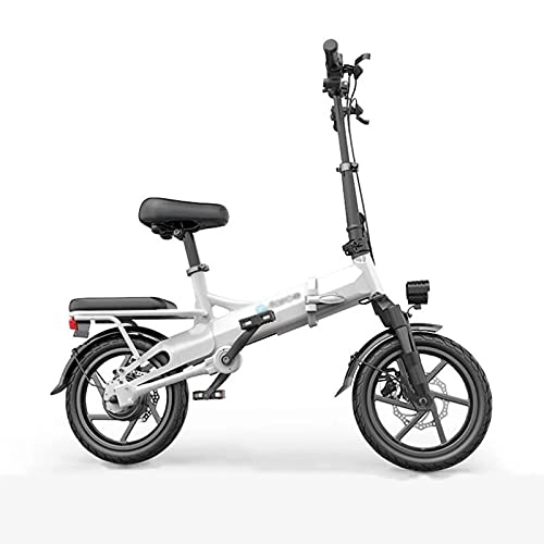 Bici elettriches : ZWHDS Mini E-Bike - Bicicletta da 14 Pollici Pieghevole per Bicicletta Pieghevole elettrica Senza Catena Bicicletta elettrica (Color : White)