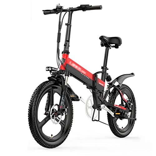 Bici elettriches : ZWHDS Pieghevole Batteria al Litio Bicicletta elettrica ciclomotore 20 Pollici Mini Adulto Maschio e Femmina Piccola Bicicletta elettrica (Color : Red)