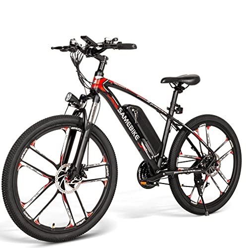 Bici elettriches : ZWJABYY Bicicletta Elettrica da Mountain Bike, Bicicletta Elettrica da 26 Pollici, con Batteria al Litio Rimovibile 48V8Ah, Motore 350W, Display LCD, Cambio Shimano A 21 velocità, per Uomo E Donna, Black