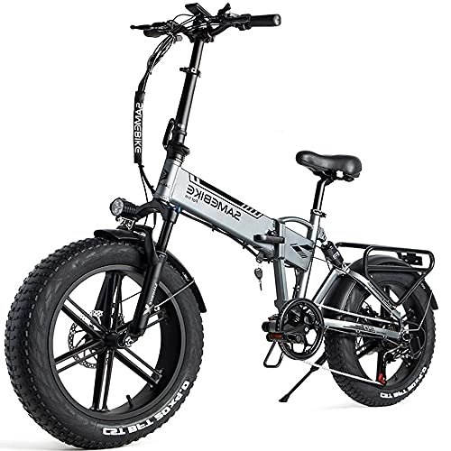 Bici elettriches : ZWJABYY Bicicletta Elettrica Pieghevole, Pneumatico Grasso da 20 Pollici 4.0 Batteria Rimovibile da 48V / 10Ah, 7 velocità Pedalata Assistita Motore Senza Spazzole 500W per Lavoro / Viaggio E-Bike, Silver