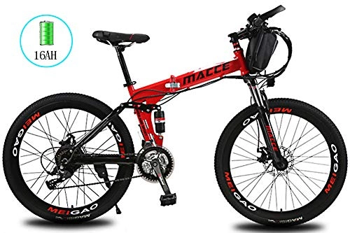 Bici elettriches : ZWPY Pieghevole Bici elettrica Bici elettrica Montagna per Adulti, 250W 26 '' Bicicletta elettrica con Rimovibile 36V 8AH / 20 AH agli ioni di Litio per Gli Adulti, 21 velocità Shifter, Rosso, 16A