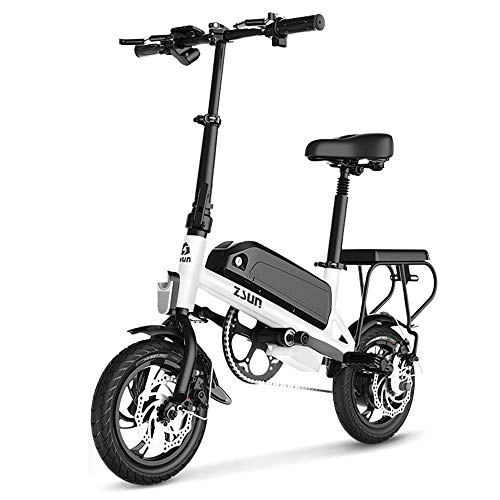 Bici elettriches : ZXCK Scooter Elettrico Pieghevole per Bicicletta, con 12 '' Display A Batteria al Litio 36V 15AH per Motori Brushless da 350 W per Pneumatici, Bianca