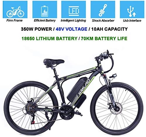 Bici elettriches : ZXL Biciclette Elettriche per Adulti, 360W Bicicletta Rimovibile in Lega Di Alluminio 48V / 10Ah, Batteria Agli Ioni Di Litio Mountain Bike / Commute Ebike, Nero Blu, Verde Nero