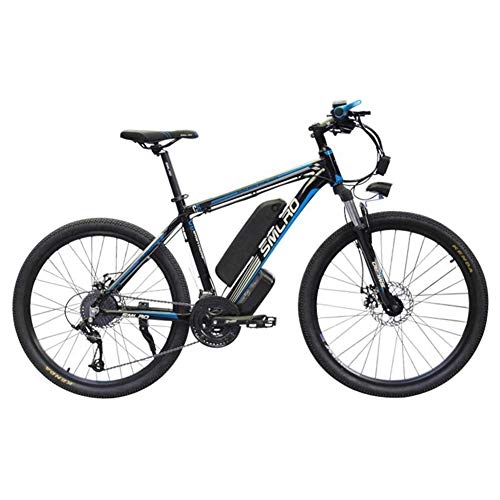 Bici elettriches : ZXL Mountain Bike Elettrica 350 / 500W 26 '' Bicicletta Elettrica con Cambio Rimovibile a 48 V Agli Ioni Di Litio 21 Velocità, Bianco, Nero Blu