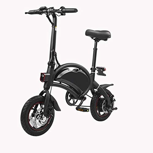 Bici elettriches : ZXWNB Bicicletta Elettrica da Città per Pendolari Bici Elettrica Pieghevole velocità Massima 25 Km / H, 12 Pollici, Nero, A