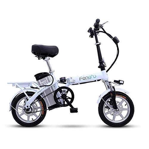 Bici elettriches : ZY Bicicletta elettrica 14 Pollici, con Batteria al Litio Removibile 48V 18AH Lithium Battery 250W for Adulti ad Alta velocit del Motore, la Bici elettrica Pieghevole QU526 (Colore: Nero) LOLDF1