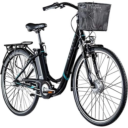 Bici elettriches : ZÜNDAPP E Bicicletta elettrica da donna 700c Pedelec Z510 City Bike elettrica 28" (nero / turchese, 48 cm)