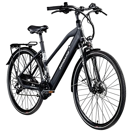 Bici elettriches : ZÜNDAPP Z810 - Bicicletta elettrica da donna, da trekking, pedelec e mountain bike, da trekking (nero, 50 cm)