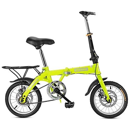 Bici pieghevoli : 16 / 20 Pollici Bicicletta Pieghevole Per Studenti Mini Bici Pieghevole Adulti Singlespeed Leggero Pieghevole Compatto Doppio Freno A Disco Per Bicicletta Piccola Bicicletta Con Cestino, Verde, 20inch