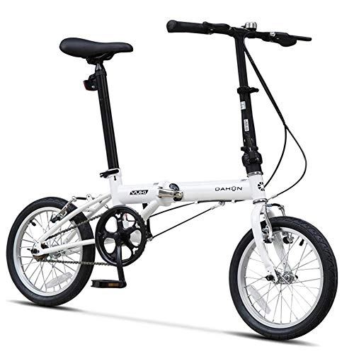 Bici pieghevoli : 16" Bikes Mini Pieghevole, Adulti Uomini Studenti Luce Donne di Peso Pieghevole Bici, -Alto tenore di Carbonio Acciaio Alluminio Telaio Commuter Biciclette yqaae (Color : White)