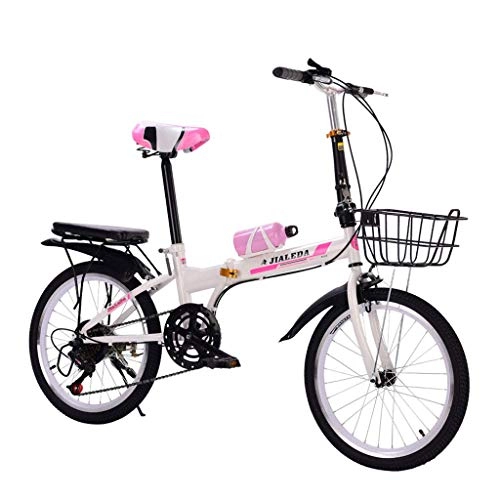 Bici pieghevoli : 20 pollici Bicicletta pieghevole Città della bici della bicicletta, Ultra Light 6 Velocità, Studente di strada mountain bike acciaio al carbonio telaio include bollitore AQUILA1125 ( Color : Pink )