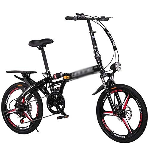 Bici pieghevoli : 20 pollici pieghevole mountain bike 6 velocità telaio in acciaio al carbonio ammortizzatore V-brake all-terrain adulto maschio e femmina pieghevole bike-nero