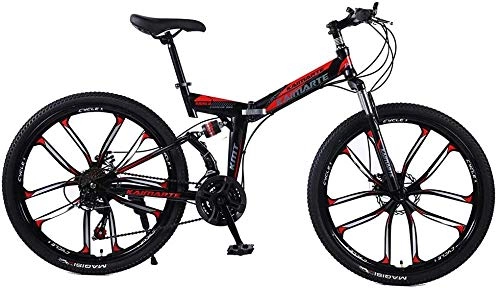 Bici pieghevoli : 24 / 26inch Pieghevole Bike Bicycle Road Bike Bike S Mountain Bike Bike portatile Pieghevole Pieghevole-Nero rosso_26inch24speed.