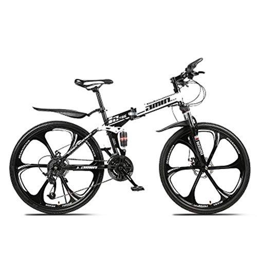 Bici pieghevoli : 26 pollice Bicicletta Pieghevole, Bike Unisex-Adult, Bici da Strada Adulto Uomo Donna Studente Bicicletta, Città Bike, Black and white, 21 speed