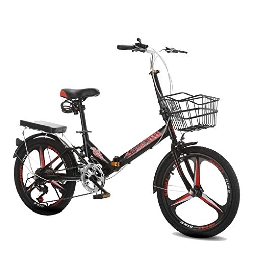 Bici pieghevoli : AOHMG 20'' Bici Pieghevoli, velocità 7- Leggero Telaio in Acciaio Compatto Commuter Pieghevole Città Biciclette, con Anti-Skid Pneumatici antiusura, Black