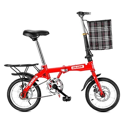 Bici pieghevoli : AOHMG 20'' Bici Pieghevoli, velocità 7- Leggero Telaio in Acciaio Compatto Commuter Pieghevole Città Biciclette, con Portapacchi Posteriore / Parafanghi, Red