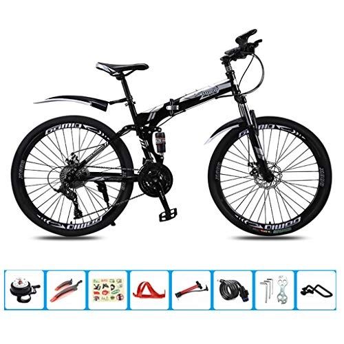 Bici pieghevoli : AOHMG 24'' Bici Pieghevoli, velocità 21- Leggero Telaio in Acciaio Unisexe Compatto Pieghevole Bicicletta della Montagna, con i parabordi / Gomma Resistente all'Usura, Silver