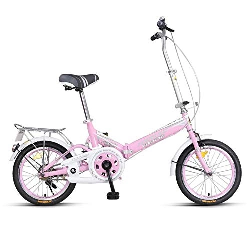 Bici pieghevoli : AOHMG Bicicletta Pieghevole Adulto, Single Velocita Bici Pieghevole Unisex, Pink_16in