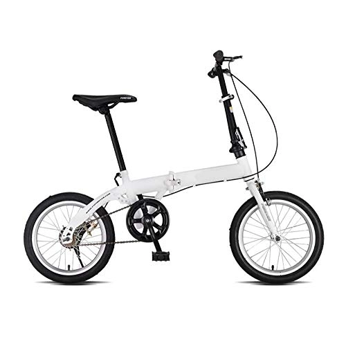 Bici pieghevoli : AOHMG Bicicletta Pieghevole Adulto, Single Velocita Bici Pieghevoli Unisex, White_16in