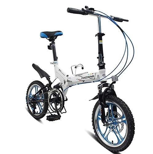 Bici pieghevoli : AOHMG Bicicletta Pieghevole Road Bici Pieghevoli, 6-Velocita Unisex Bici Pieghevole, White_16in