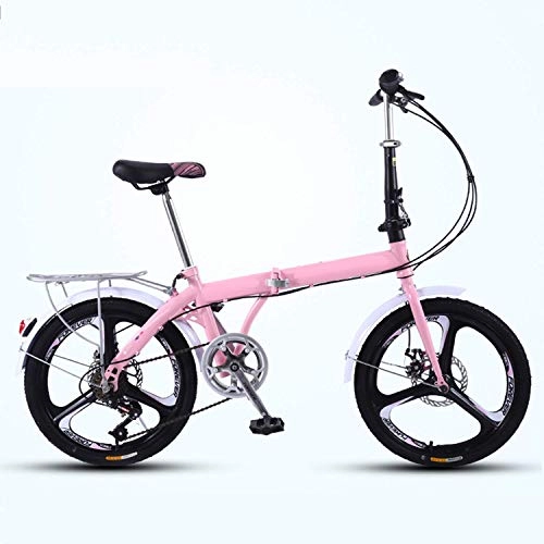 Bici pieghevoli : Aquila Bicicletta Pieghevole, Pieghevole Bicicletta Leggero, ripiegare Biciclette, Biciclette Portatile for Ragazzi e Ragazze, 20 Pollici AQUILA1125 ( Color : Pink )