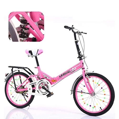 Bici pieghevoli : Aquila Folding Bike 16 Pollici, Piccolo Portable Telaio della Bicicletta Acciaio al Carbonio, Ammortizzatore Posteriore, Maschio e Femmina Pieghevoli Biciclette AQUILA1125 ( Color : Pink )