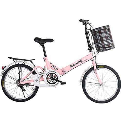 Bici pieghevoli : ASYKFJ Bicicletta Pieghevole Folding Bike Studente di Lady Single Speed ​​Città Commuter Bici di Sport, Città Rosa Chiaro Commuter Bike for Bicicletta Pieghevole di Country Road Cycle Women