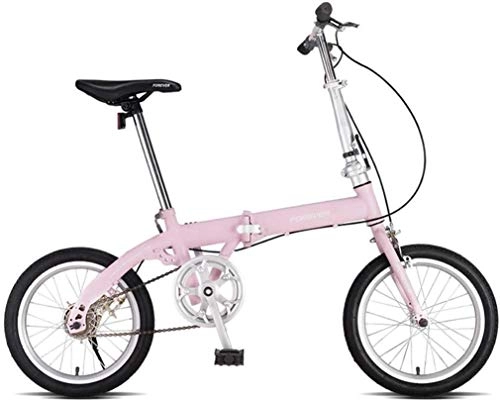 Bici pieghevoli : BANANAJOY Biciclette for bambini Bicicletta pieghevole Adulto Maschio maschio e femmina Bike Girl Girl Tempo libero Bike Ultra-Light Portable Piccola bicicletta da 16 pollici (Colore: rosa, Dimensioni