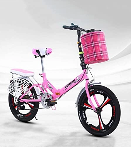 Bici pieghevoli : Bici pieghevole comode biciclette da donna Bicicletta da 20 pollici ammortizzante per la velocità dei giovani vecchi uomini e donne studenti adulti(Color:pink, Size:Air transport)